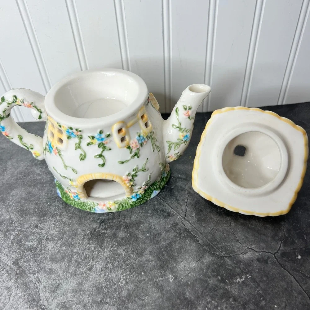 Vintage Ceramic Wax Warmer Cottage Teapot | Cottage Fairy Y2K